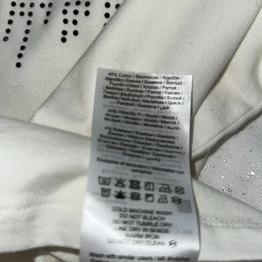 Sz XL ⭐️NWT Vero Moda Off White Embellished Sparkling T- Shirt - Picture 5 of 7